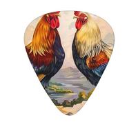 Rooster And Chicken Print - Guitar Picks-12 Pack Includes Thin, Medium & Heavy Gauges, Best Gift for Guitar Lovers