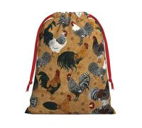Rooster And Chicken Print Print Drawstring Gift Bag Durable And Versatile, Perfect For Festive Occasions