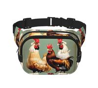 Rooster and Chicken Print print Fanny Pack Purse with Adjustable Strap Square Double Layer Waist Bag Belt Unisex Everywhere