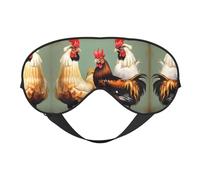 Rooster and Chicken Print Print Soft Eye Mask for Women Men Comfortable with Adjustable Strap for Travel Yoga Nap Shift Work