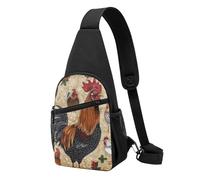 Rooster and Chicken Print Printed Chest Bag Sling Bag for Men Women, Outdoor Crossbody Fanny Packs Hiking Chest Packs Sport Daypacks