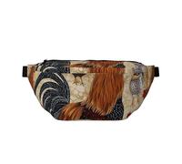 Rooster and Chicken Print Printed Waist Bag Adjustable Bum Bag Lightweight Travel Waist Fanny Pack Belt for Walking Cycling Hiking Travel