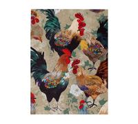 Rooster and Chicken Print Printed Wooden Puzzle 500 Piece, Cute Puzzle Game in Plastic Box for Family Entertainment and Brain Training Gifts