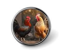 Rooster And Chicken Round Badge for Men Women, Durable & Stylish Lapel Pins, Lightweight Metal Badges for Shirts, Jackets, Hats