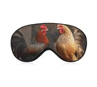 Rooster and Chicken Sleep Mask for Women Men, Soft Eye Mask with Adjustable Strap for Sleeping, Light Blocking Travel Blindfold for Nap Comfortable Eye Cover for Home Office