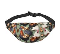 Rooster and Chicken Travel crossbody waist bag, suitable for sports, running, cycling, traveling, fishing boys large waist bag,