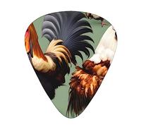 Rooster And Chickenguitar Plectrum 12 Piece Set, 3 Thicknesses With Case For Bass Guitar, &Electric Guitar And More.