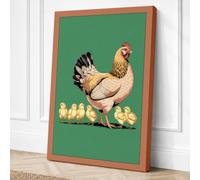 Rooster and Chicks Farmhouse Canvas Wall Art Print 30x20 Inch