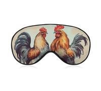 Rooster and Hen Blackout Sleep Eye Mask, Ventilated Fabric, Adjustable Wearing Style, Zero Pressure Sleeping Mask Soft Skin Friendly Eyeshade for Women Men