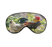 Rooster and Hen Eye Mask, Adjustable Strip, Blocks Light Sleep Mask, Sleep Eye Mask for Night Sleeping Travel Nap 8.1 * 4.1 Inches