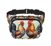Rooster And Hen Fanny Pack For Women Waterproof Adjustable Belt Bags Waist Pack Fashion Casual Crossbody Bags Bum Bag For Running Workout Hiking Traveling, Black, One Size