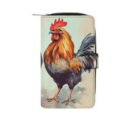 Rooster And Hen Wallet Multifunctional Wallets for Men Compact Wallet Purse Passport Bag
