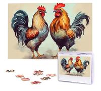 Rooster And Hen Wooden Puzzles 1000 Pieces Personalized Jigsaw Puzzle For Adults Interesting Custom Photo Puzzles Gift For Holiday Birthday Wedding Anniversay