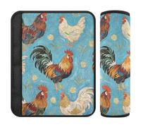 Rooster Animal Blue Art Painting 2 Pack Shoulder Strap, Stop seat Belt Cutting into Neck, seat Belt Cover for Adults for Auto Airplane Most Cars 10x7.7 in Protector para cinturón