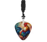 Rooster Art Painting Personalized Guitar Picks Necklace Guitar Pendant Jewelry Gifts for Women Men