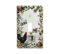 Rooster Bathroom Single Light Switch Cover Plate, Rustic Farmhouse Lavender Copper Kettle Fall Green Plastic Standard Size Decorative Wall Plates for Living Room Bedroom Home Office Decor (Single)