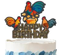Rooster Birthday Cake Topper - Glitter Rooster Party Decorations for Birthday Party Supplies