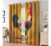 Rooster Blackout Curtains for Living Room Bedroom, Chicken Farm Animal Eyelet Thermal Window Treatments 72 Drop - 2 Panels 66 x 72 Inch, Home Decor pw&43