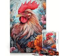 Rooster Bloom Jigsaw Puzzles 1000 Pieces for Adults Boost Memory Peaceful Fun Premium Cut Memorable Gift (38x52cm)