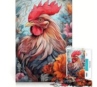 Rooster Bloom Jigsaw Puzzles 1000 Pieces for Adults Boost Memory Peaceful Fun Premium Cut Memorable Gift (38x52cm)