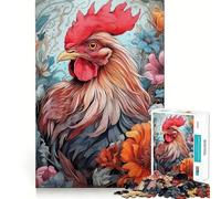 Rooster Bloom Jigsaw Puzzles 1000 Pieces for Adults Strengthen Memory Group Joy Clean Edge Stylish Gift (50x75cm)