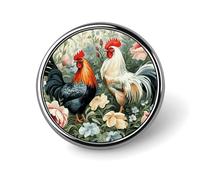 Rooster Button Pin Round Metal Lapel Pins Badges Classic Cute Brooche Pin Personalized Pinback Button Badges Novelty Funny Enamel Pins for Backpacks Jackets Bags