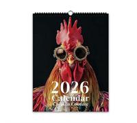 Rooster Calendar 2026 - Hilarious Sunglasses-Wearing Chickens Artwork, 12-Month Decorative Wall Calendar for Home Office Bedroom School Dorm Apartment, Daily Schedule Organizer Gift