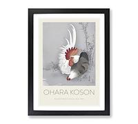 Rooster & Chicken By Ohara Koson Exhibition Museum Asian Japanese Framed Print | A3 Black Framed Wall Art | Ready to Hang | Asian Animal Picture | Living Room Bedroom Lounge Office