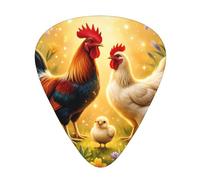 Rooster Chicken Chick Guitar Picks Gift Set - 12 Smooth Durable Plectrums For Acoustic, Electric & Bass Guitar, Perfect Present For Guitar Lovers & Musicians