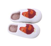 Rooster Chicken Printed Slippers for Women Men Soft Plush Warm Home Shoes, Memory Foam Cozy Slip-On Slide Indoor Outdoor (44/45 EU, Red)