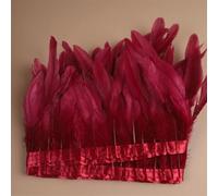 Rooster Cock Tail Feathers Trims 15-20 Cm Silver Golden Chicken Feathers Trims for Wedding Party Clothing Wine red 30-35cm 2meter