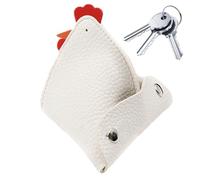 Rooster Coin Purse - Creative Animal Shape PU Leather Mini Wallet, Buckled Key Case | Small Clutch Bag for Cards Cash Keys Headphones | Cute Chicken Purse Accessory for Kids Adults Daily Use, White