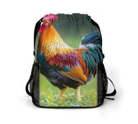 Rooster Colorful Gym Drawstring Bag with Shoe Compartment