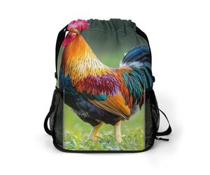 Rooster Colorful Gym Drawstring Bag with Shoe Compartment