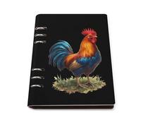 Rooster Colorful Trendy Notebook Binder A5 Slim Foldable Binder 6 Metal Ring Refillable Paper Notepad