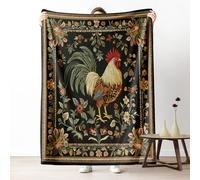 Rooster Couch Blanket 40x50 Inch, Farmhouse Chicken Throw Blanket for Bed Cozy Blankets, Rustic Cabin Farm Animal Fleece Blankets Warm Soft Lightweight for Fall Summer Spring Winter