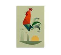Rooster Crowing Retro Illustration Canvas Wall Art Posters: Aesthetic Prints for Bedroom, Dorm Room Decor 12x18inch(30x45cm)