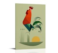 Rooster Crowing Retro Illustration Canvas Wall Art Posters: Aesthetic Prints for Bedroom, Dorm Room Decor 08x12inch(20x30cm)