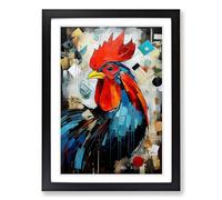 Rooster Dadaism No.3 Framed Print | A2 Black Framed Wall Art | Ready to Hang | Modern Animal Picture | Living Room Bedroom Lounge Office