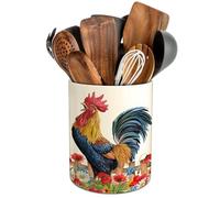 Rooster Decor Utensil Holder, Rooster Chicken Kitchen Decor Ceramic Utensil Holder for Farmhouse Chicken Kitchen Decorations Indoor Rustic Farmhouse