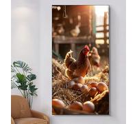 Rooster Diamond Art Farm Large Diamond Painting Kits for Adults 20x40in Crystal Art Kits DIY Full Drill Square Rhinestone Embroidery Cross Stitch Canvas Pictures Easy for Adults for Wall Decor A-U1048