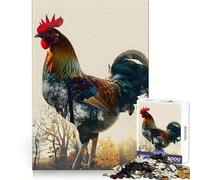 Rooster Double Exposure Jigsaw Puzzles for Adults1000 Piece Mind Game Toy Anxiety Relief Neat Cut Art Collectible (38x52cm)