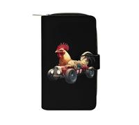 Rooster Drive A Racing Car Leather Men's Multifunctional Wallet with Card Slots Large Capacity Coin Purse Travel Zipper Wallets