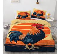 Rooster Duvet Cover Sets Super king Animals Sunset 3D Printed Reversible Bedding Set 2 Pillowcases and Zipper Closure soft Microfiber lightweight Comforter Cover for Girls Boys2 yf15