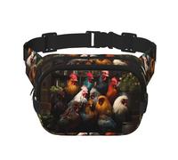 Rooster Family Portfolio Printed multifunctional waist bag, unisex trendy messenger bag, travel sports storage bag