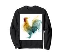 Rooster Farm Animal Smoke Ink Watercolor Portrait Sweatshirt