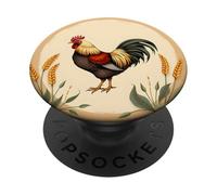 Rooster Farm Animal Wheat Rustic Countryside Design PopSockets Adhesive PopGrip