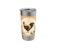 Rooster Farm Animal Wheat Rustic Countryside Design Stainless Steel Insulated Tumbler