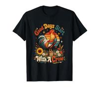 Rooster Farm Life Good Days Start with A Crow Retro Sunrise Value Graphic T-Shirt