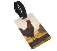 Rooster Farm Silhouette Luggage Tags for Suitcases - Durable PVC ID Tags with Detachable Straps for Travel, Backpack, Golf Bag, Anti-Loss